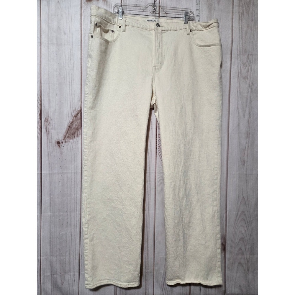 Abercrombie Fitch‎ The 90s Relaxed Jean High Rise Cream Beige Womens Size 36W